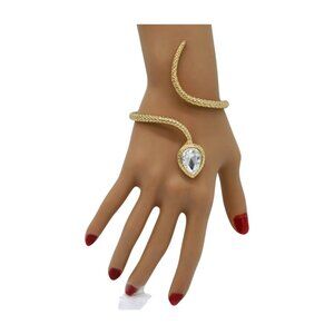 Women Gold Metal Wrist / Upper Arm Cuff Bracelet Wrap Around Snake Accessory